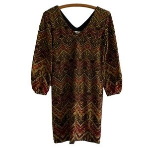 Emma & Michele Dress, v-neck, long sleeve, lined, fall pallet, women’s small